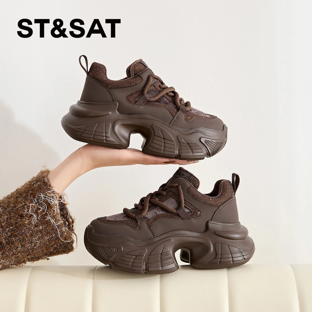 星期六加绒厚底老爹鞋2025新款冬季复古增高松糕洋气小个子运动鞋