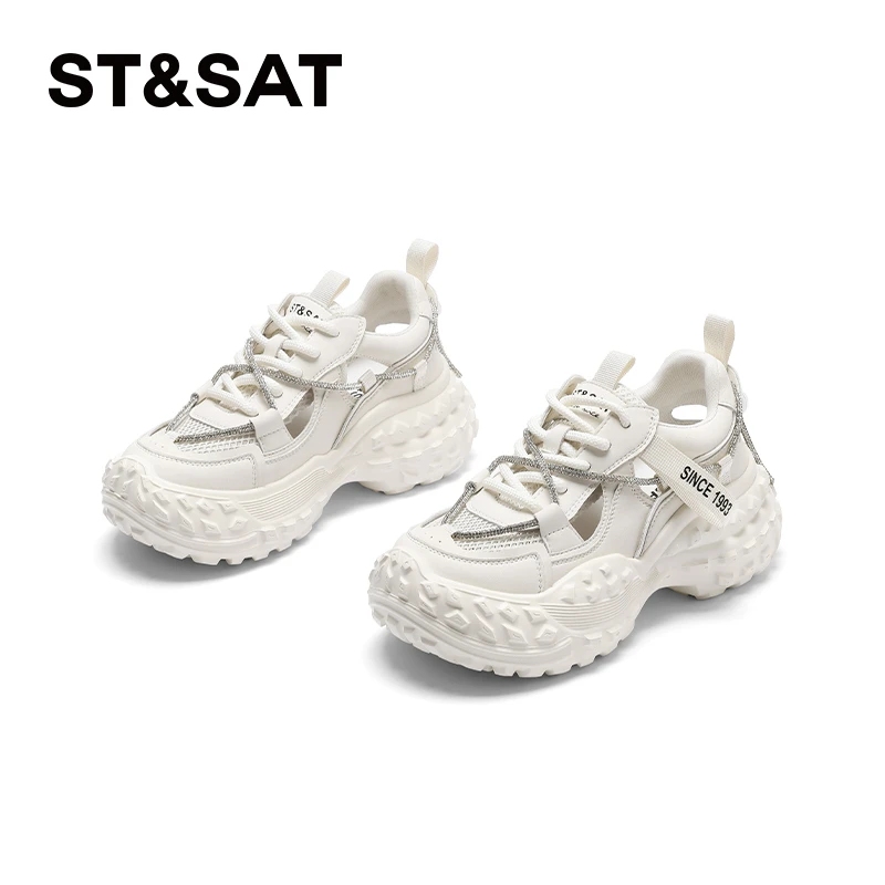 星期六镂空重工老爹鞋女ins新款系带舒适百搭轻便透气厚底休闲鞋