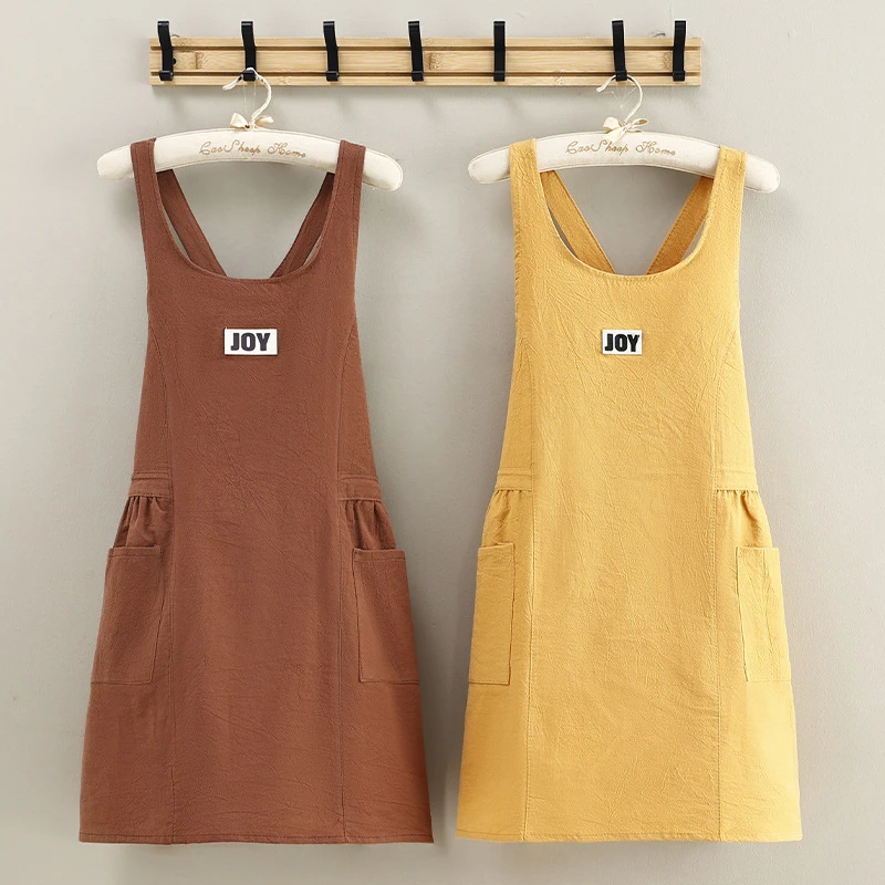 【新疆包邮】新款夏季棉布家用厨房做饭防污印字印logo工作服围腰女