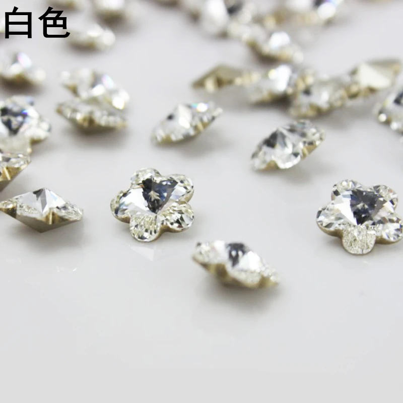 (4744施华洛梅花美甲钻)美甲 美甲饰品网红美甲钻石尖底 超闪爆闪