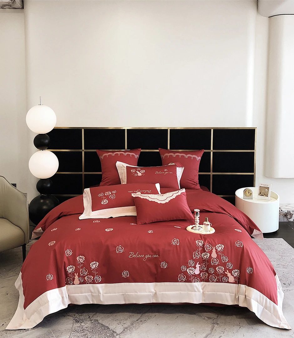 【巷子尾】玫瑰-TO U 120支长绒棉四件套简约轻奢样板间4件套纯棉