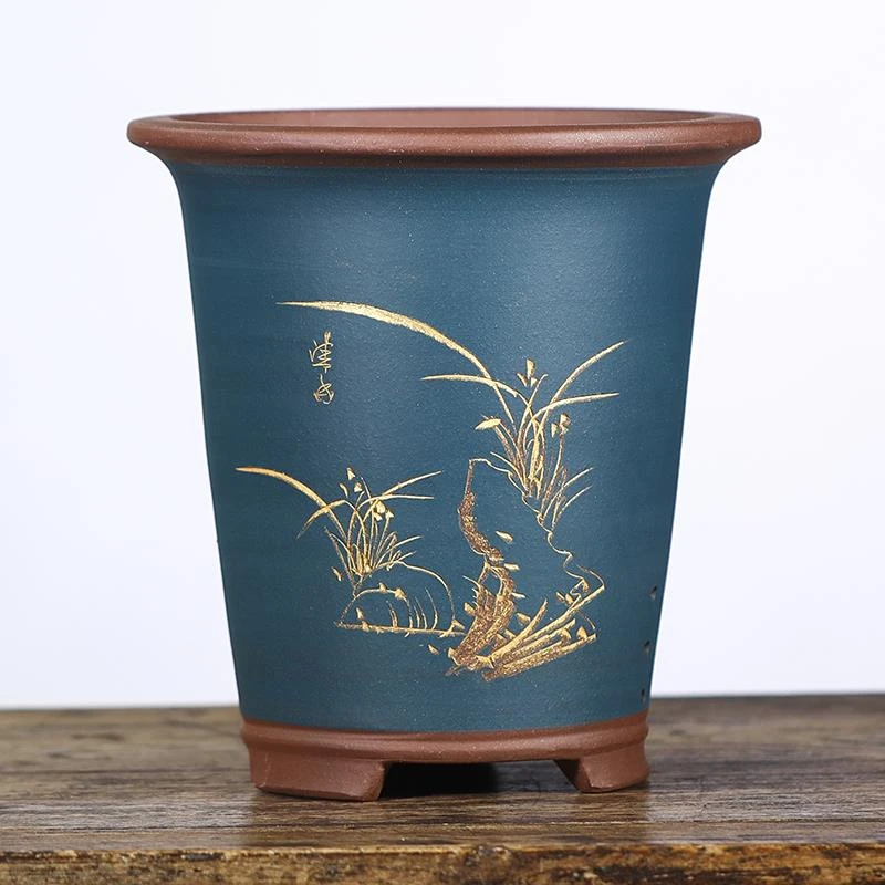 紫砂兰花花盆兰草君子兰大花惠兰吊兰蝴蝶兰花盆大号陶瓷手工古典
