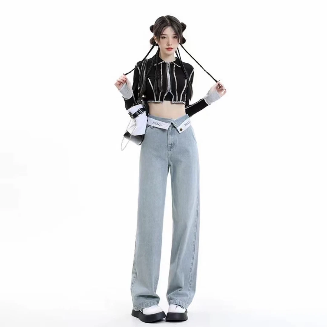 【501-509】高腰女装显瘦水洗休闲牛仔裤百搭