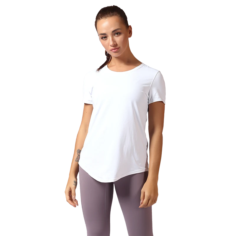 YW2052运动健身时尚女士宽松圆领T恤速干双面裸感