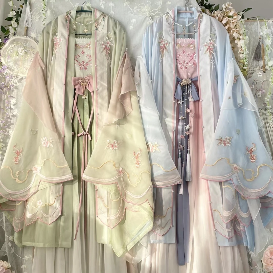 新款诃子裙双层大袖热熔刺绣夏季女