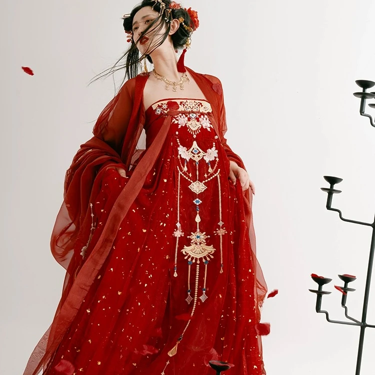 汉服女【红黛】花嫁齐胸襦裙重工刺绣大袖衫2024新款春夏秋季