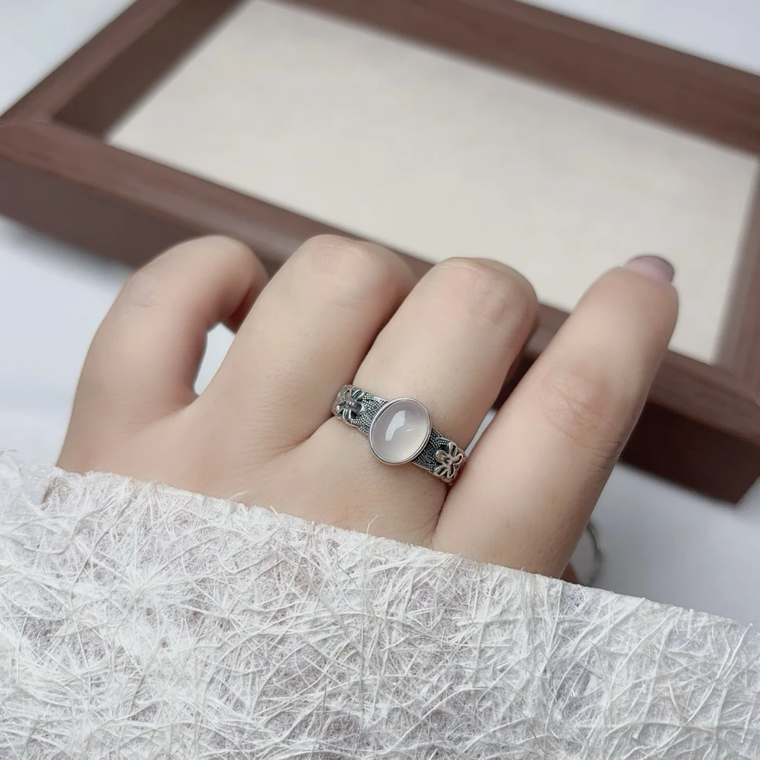 925银戒指 纯银白髓戒指