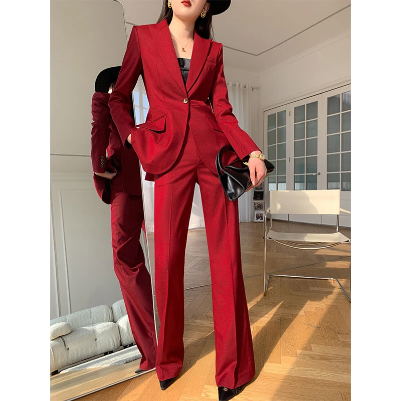 【高端轻奢】秋季西服套装2023新款女韩版修身时尚气质职业垫肩西服