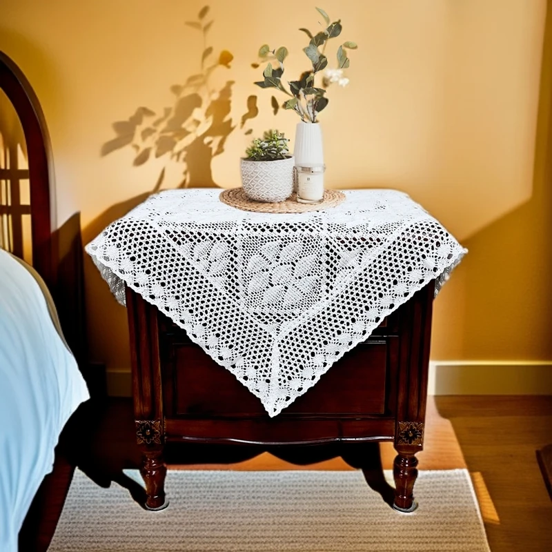 293-2【70*70cm】白色钩针小盖巾小家电盖巾装镂空钩针桌布