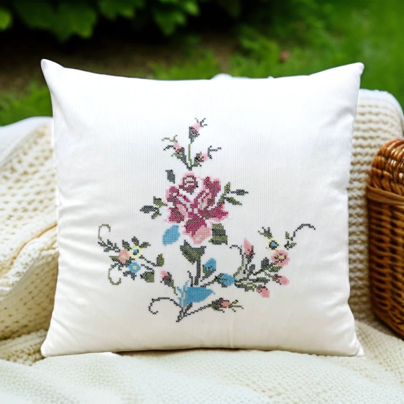 2403-36【45*45cm】十字绣抱枕套麻竹节枕套车载中式轻奢靠垫