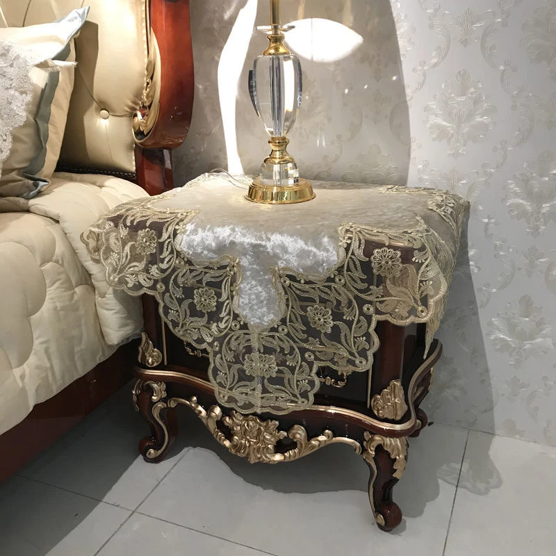 （福利）402-1【60*60cm】一对装车骨绣金丝绒香槟色防尘多用盖巾