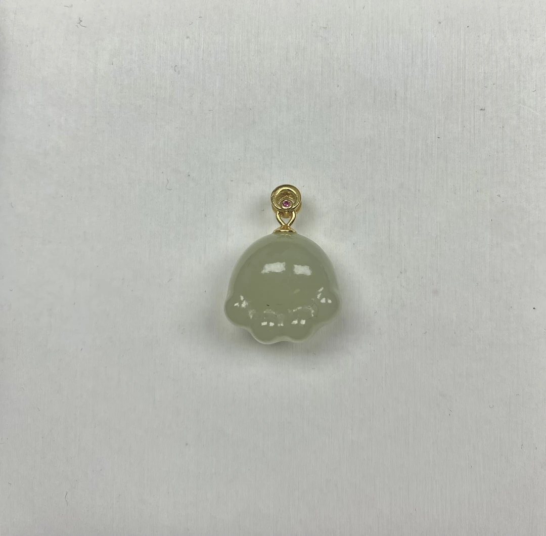 和田玉猫爪吊坠925银扣头