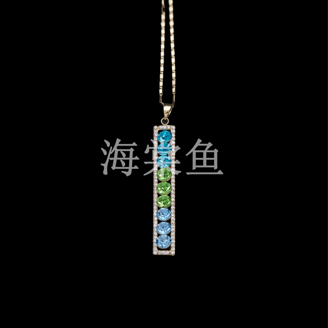 铜合金项链 时尚气质百搭施华洛方形毛衣链3565