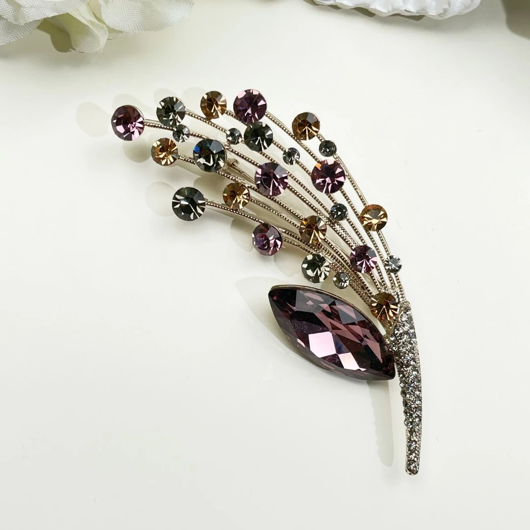 铜合金合成锆石胸针 HY1419流光花束《紫》胸针
