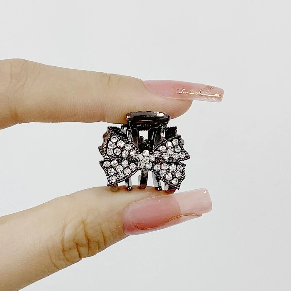 海棠鱼 锌合金发饰 FJ3064迷你白钻蝴蝶结抓夹