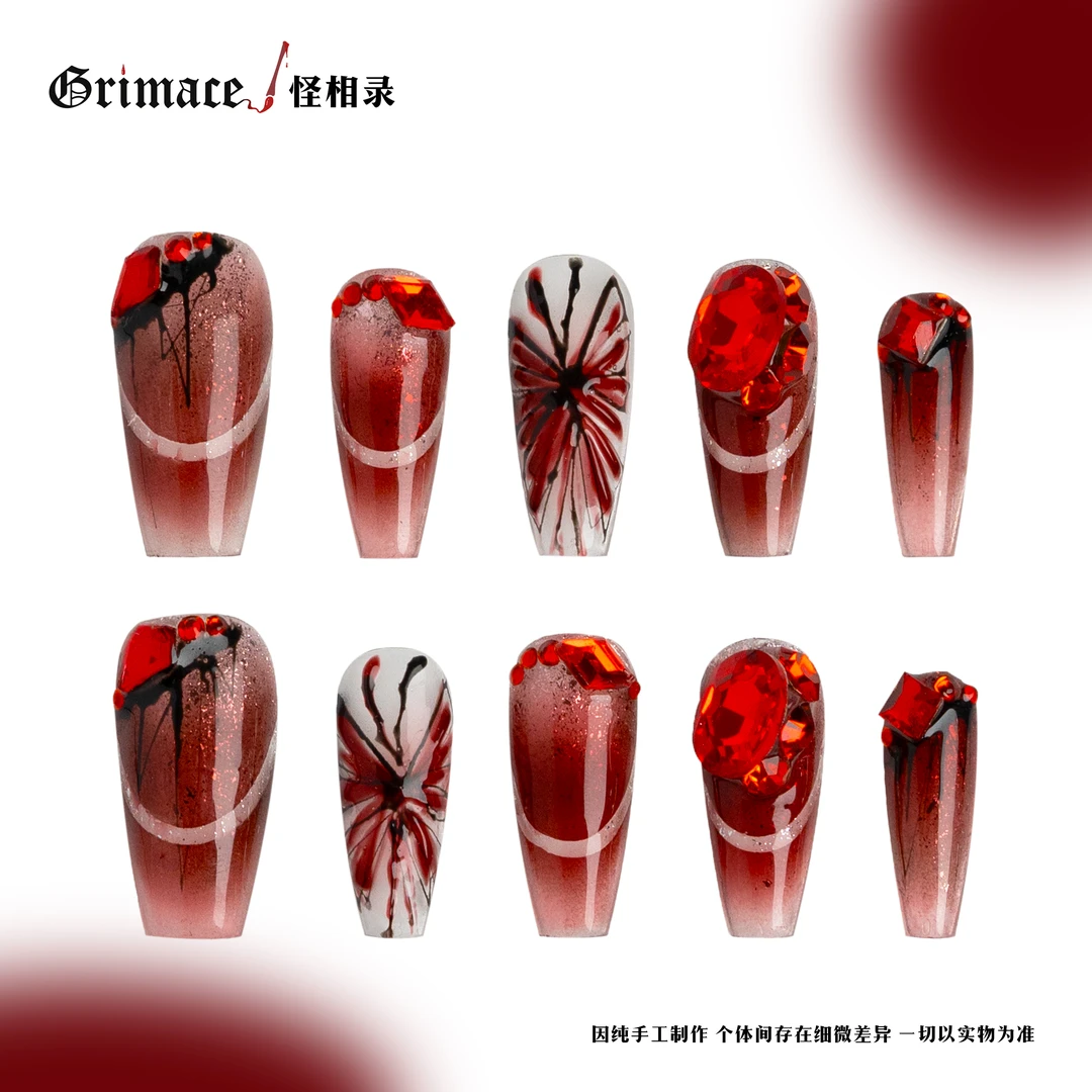 【福蝶】怪相录纯手工穿戴式美甲/春节福运美甲/红色系新年战甲