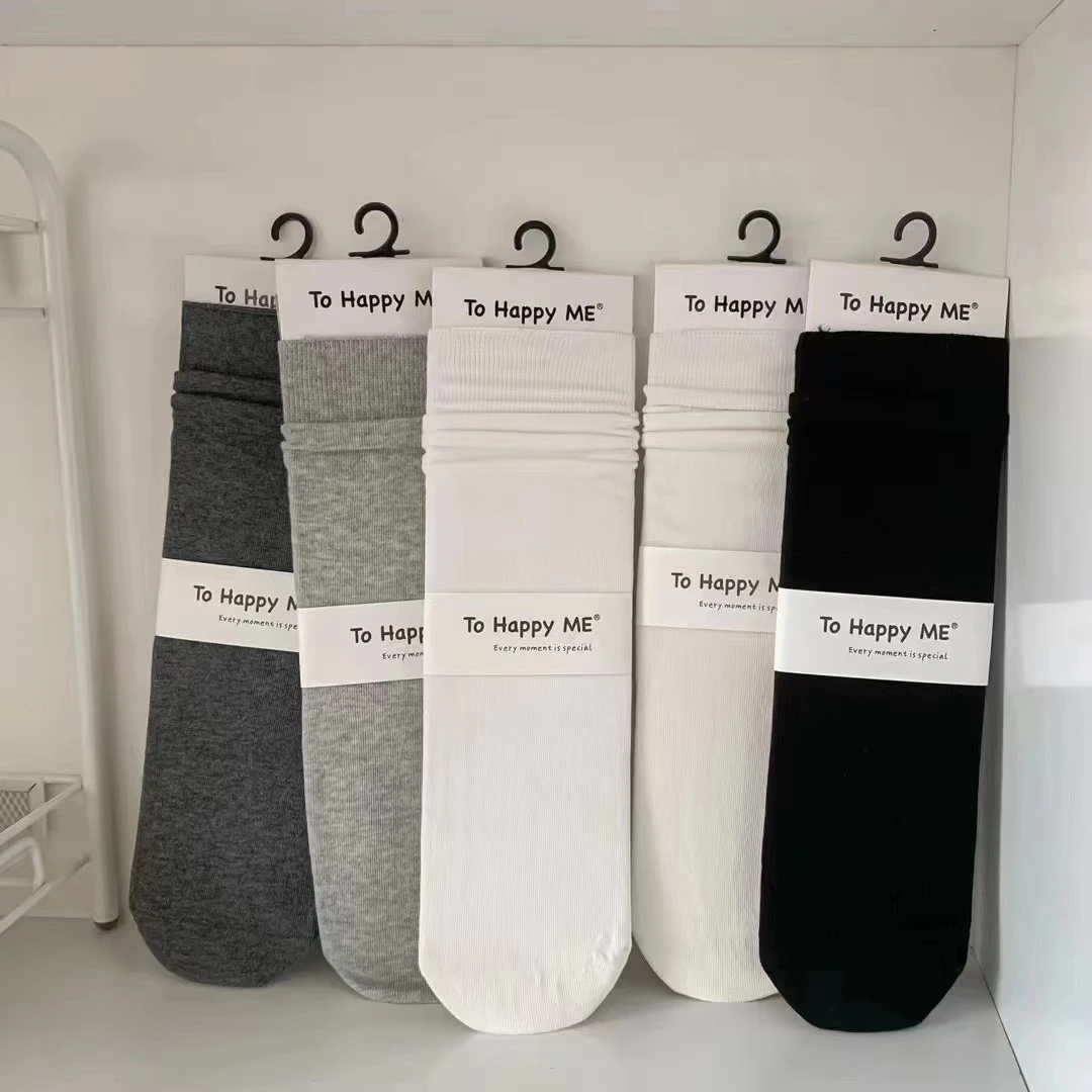 薄款无骨女中筒堆堆袜