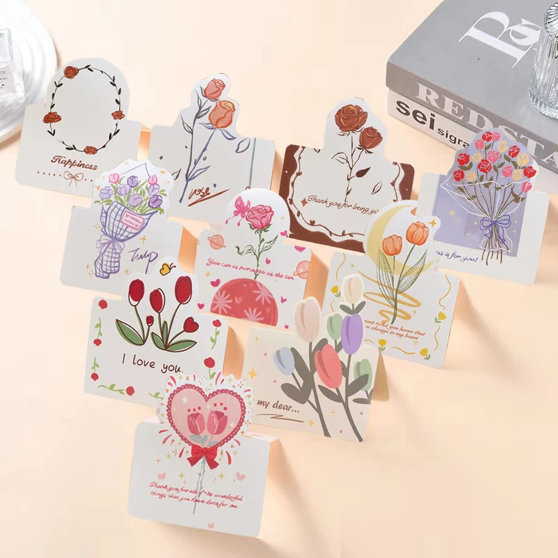 立体花束贺卡典雅玫瑰花留言卡女神节母亲节教师节祝福通用礼品卡