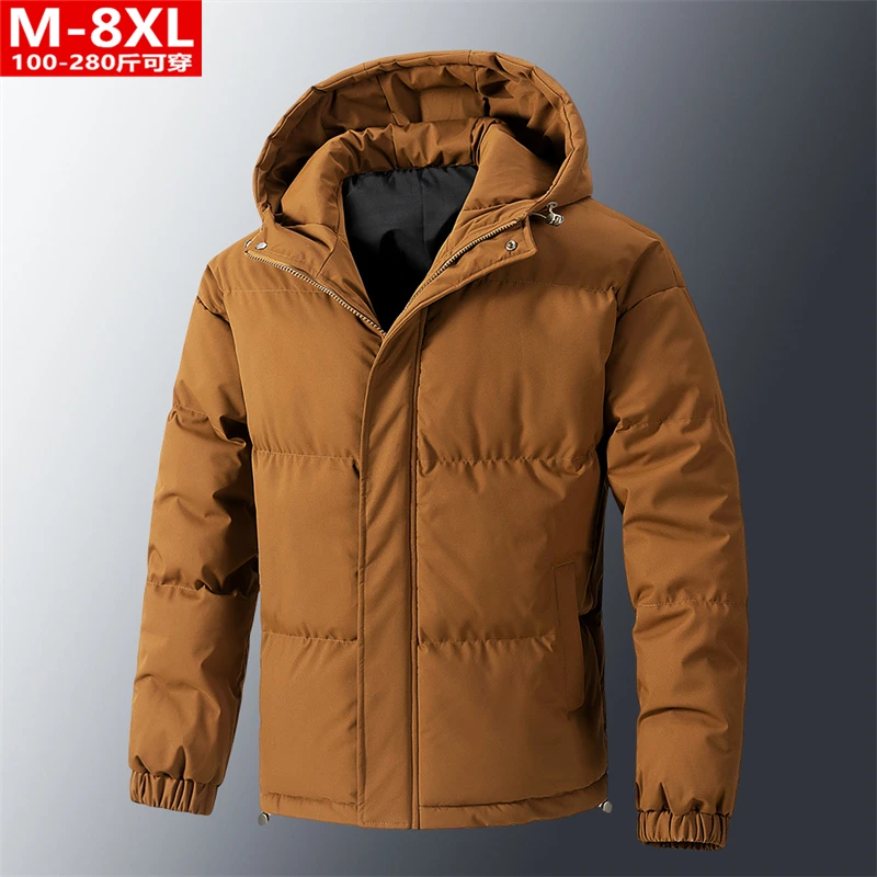 冬季潮流男装帅气百搭连帽棉衣胖大码加肥加厚抗寒保暖棉服男外套
