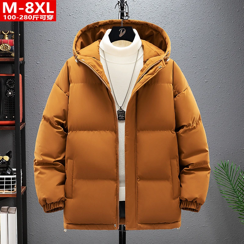 冬季潮流男装帅气百搭连帽棉衣胖大码加肥加厚抗寒保暖棉服男外套