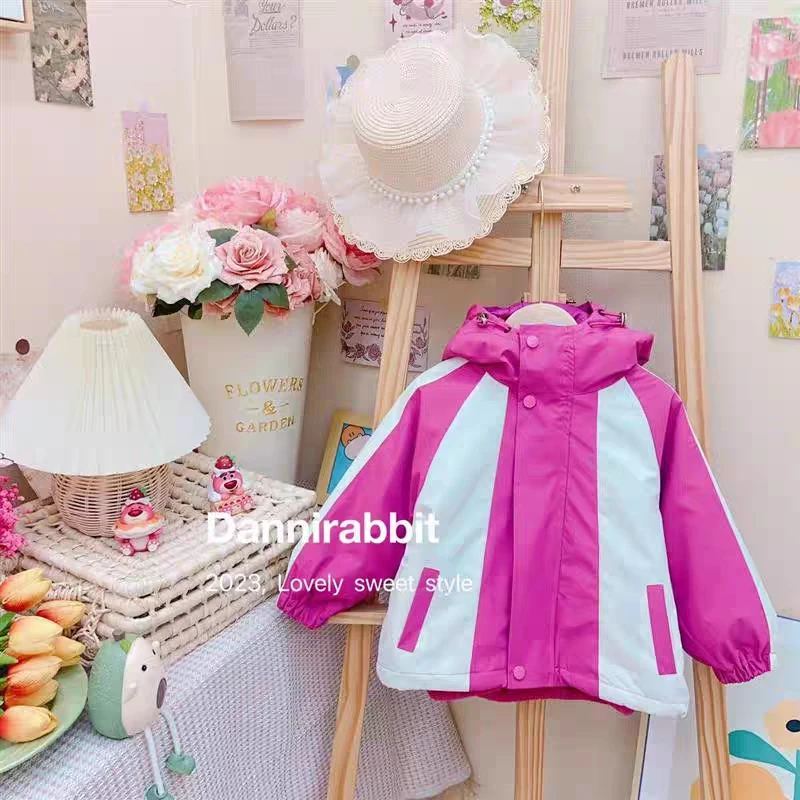 9018冬款新款女童休闲洋气拼接撞色外套冲锋衣