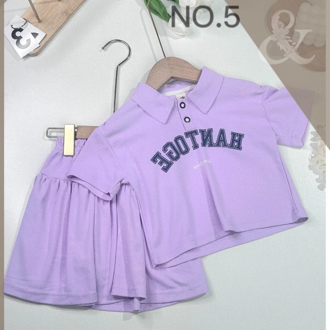 1323女童新款洋气女孩短袖polo衫儿童裤裙时髦两件套潮