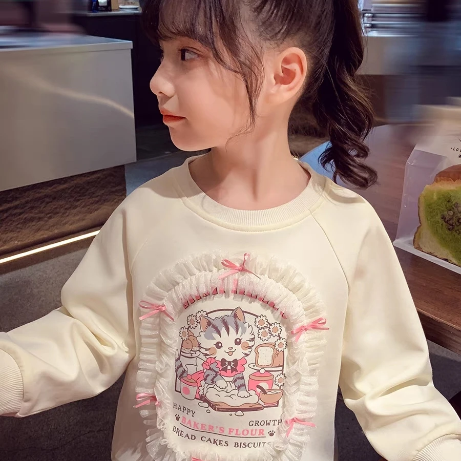 9039女童加绒新款洋气儿童韩版印花卡通圆领卫衣