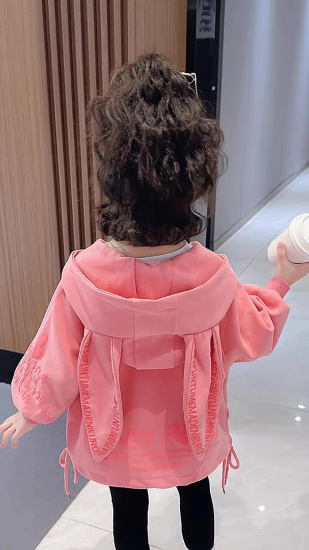 9034加绒新款韩范棒球服洋气时髦小女孩连帽卫衣外套