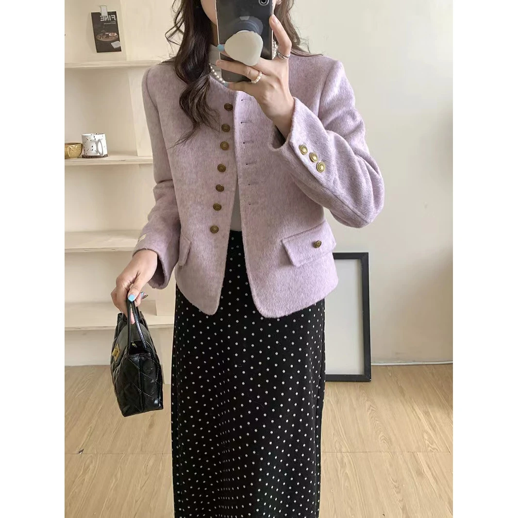 2025新款双面呢羊毛小香风外套