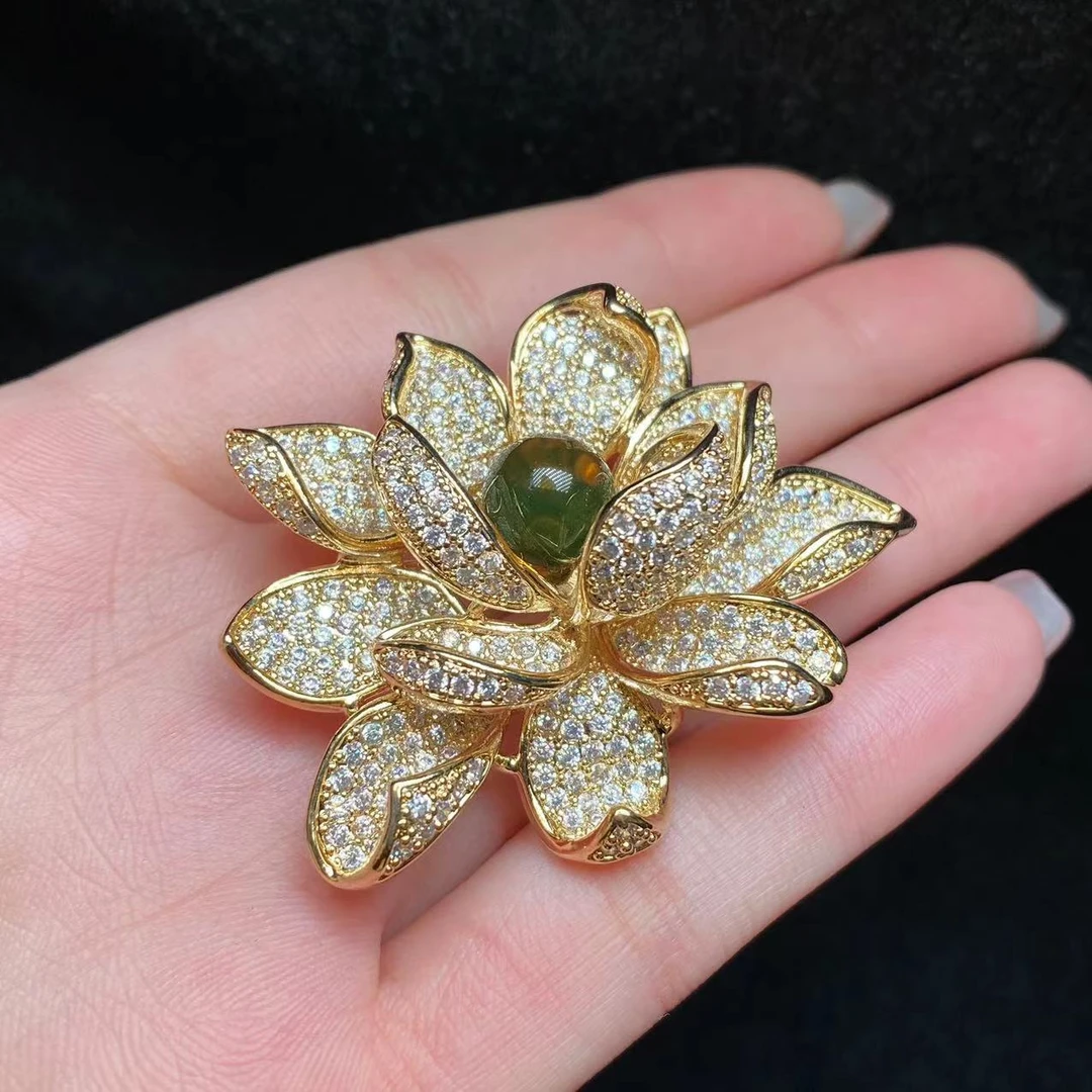 M319- 合金琥珀蜜蜡胸针-7mm