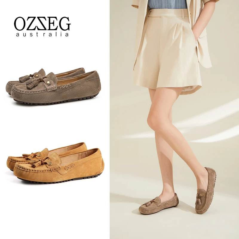 OZZEG豆豆鞋2025秋季休闲一脚蹬久穿不累平底鞋孕妇单鞋女223303