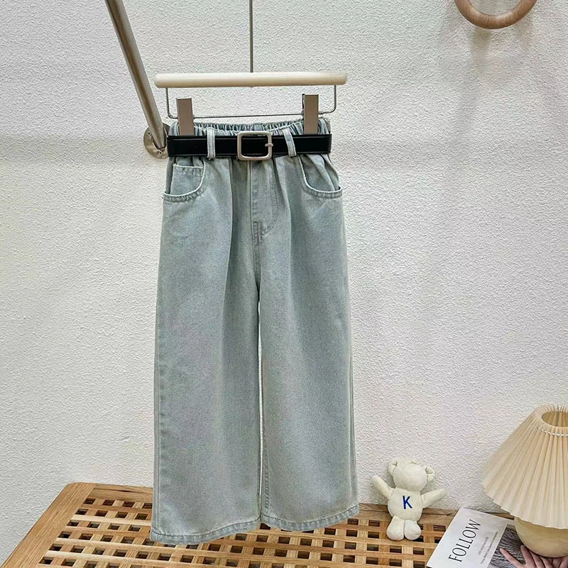 女童牛仔裤夏季薄款洋气2025新款儿童夏天夏装长裤网红中大童裤子