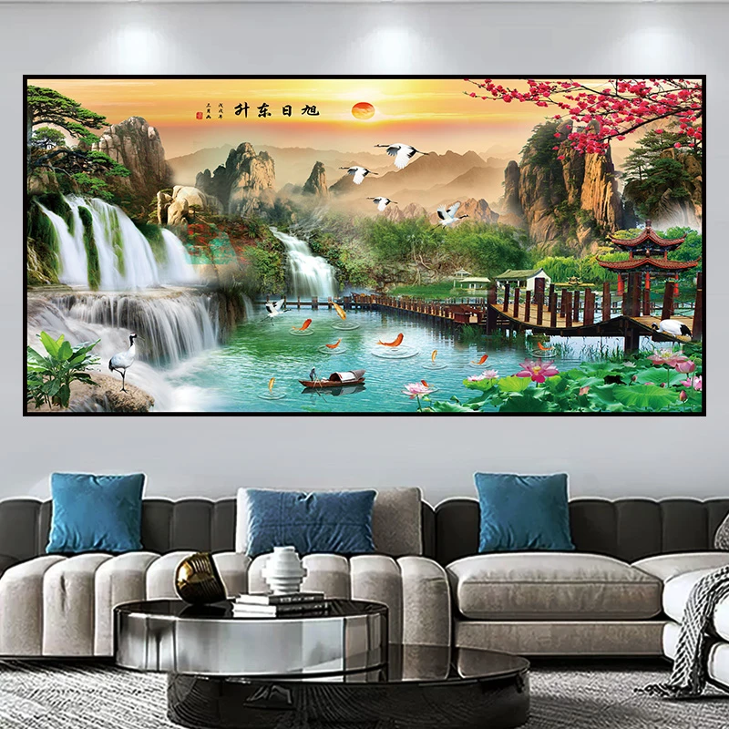 现代3d立体自粘墙面壁纸客厅办公室书房沙发背景墙贴风景装饰壁画