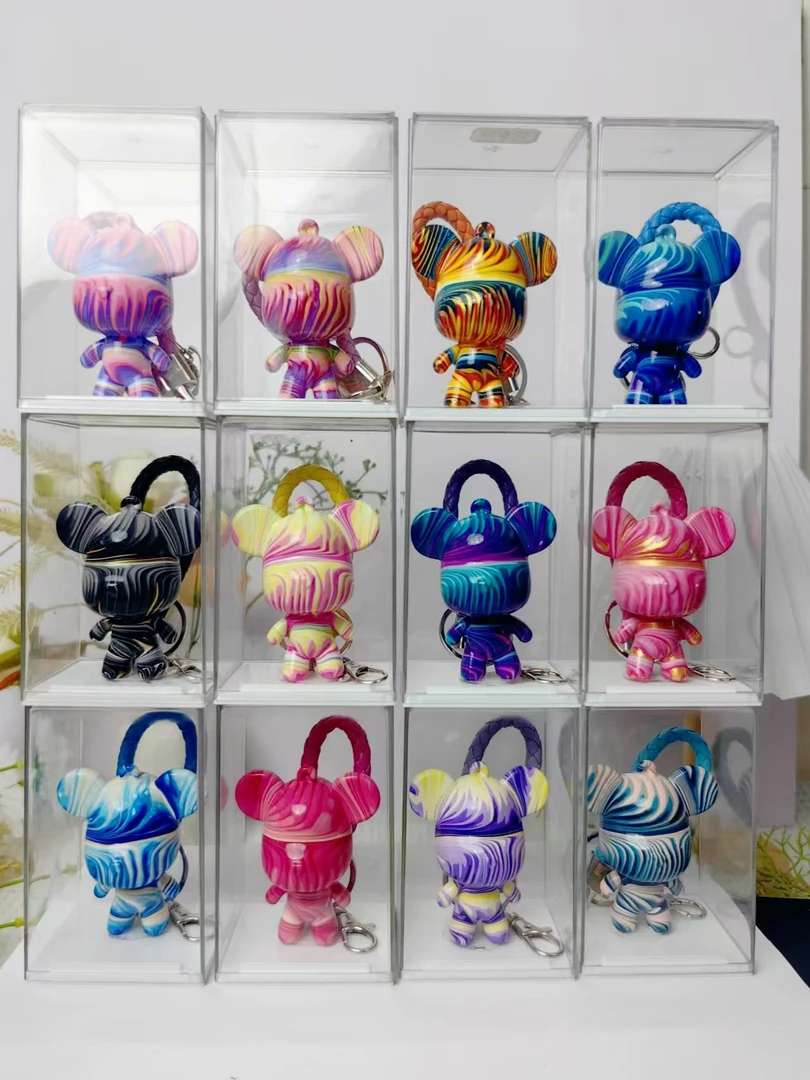 【幻彩主播下播制作】流体迷你小熊DIY钥匙扣 带亚克力盒子+钥匙链