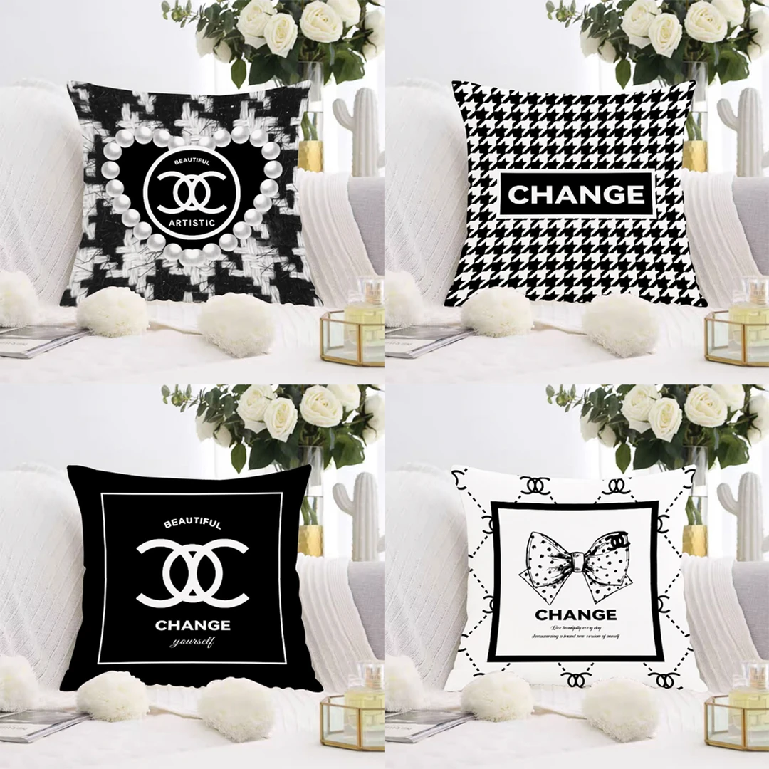 ins小香风靠枕黑白抱枕几何简约靠垫现代沙发抱枕民宿轻奢抱枕套