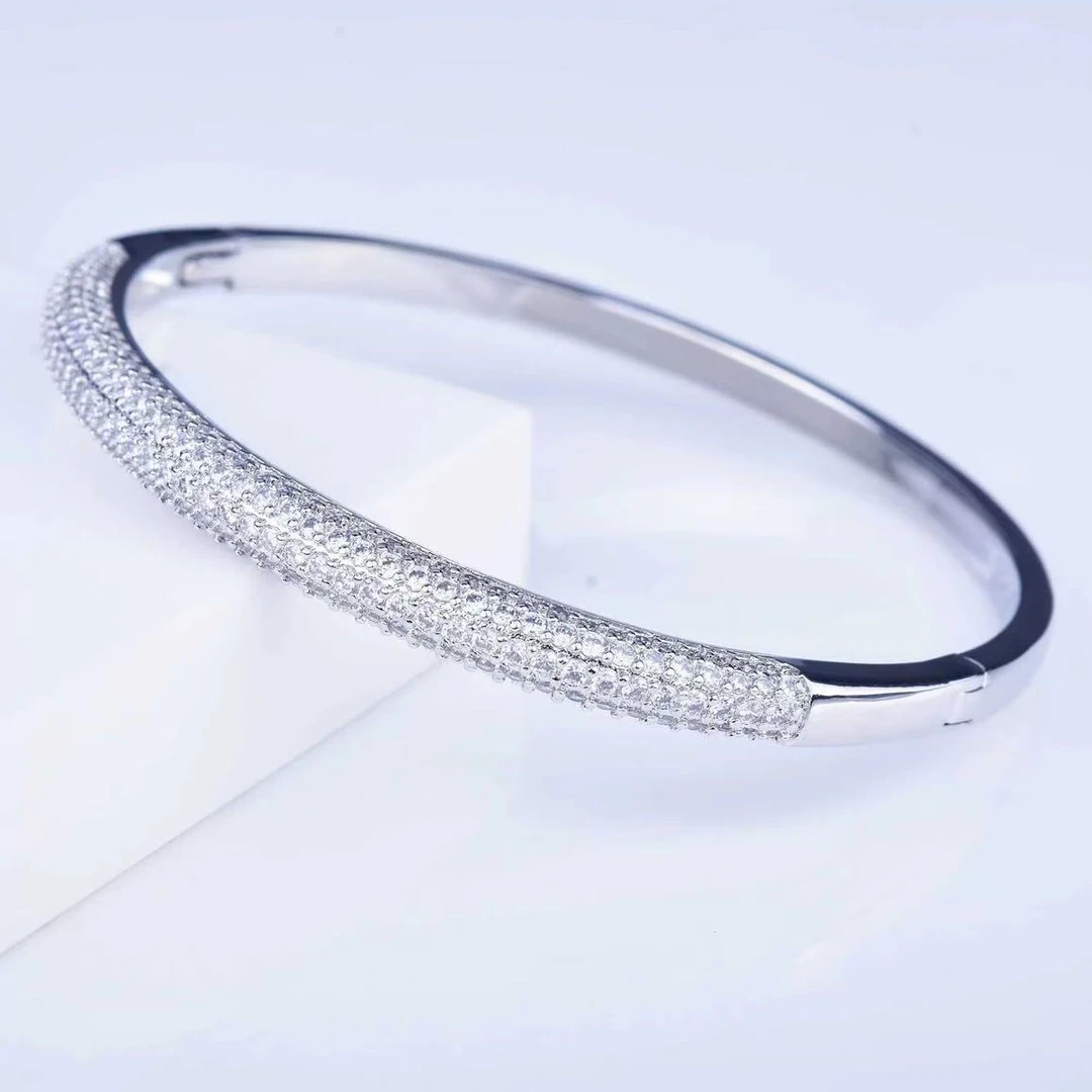 铜合金合成锆石手镯 微镶满钻手镯 明星同款卡扣手镯SZ0056