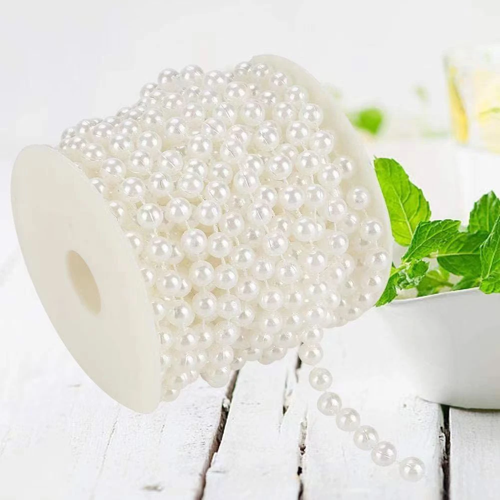 5卷珍珠diy材料仿真装饰直孔米白珠子串珠饰品配件手工abs仿珍珠