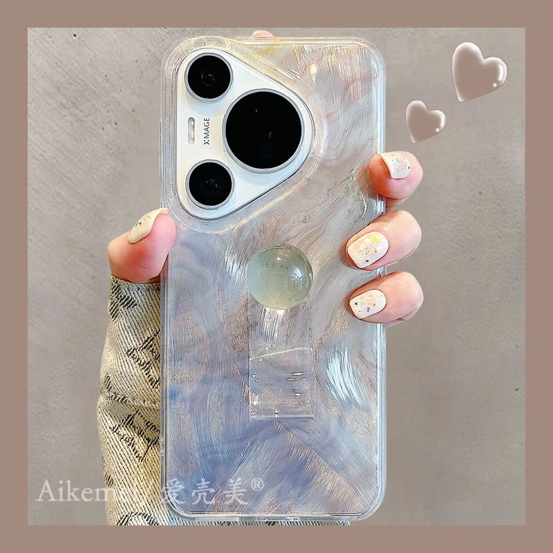 适用华为pura70pro+手机壳p60晕染羽纱P70Ultra水晶球指环mate60p