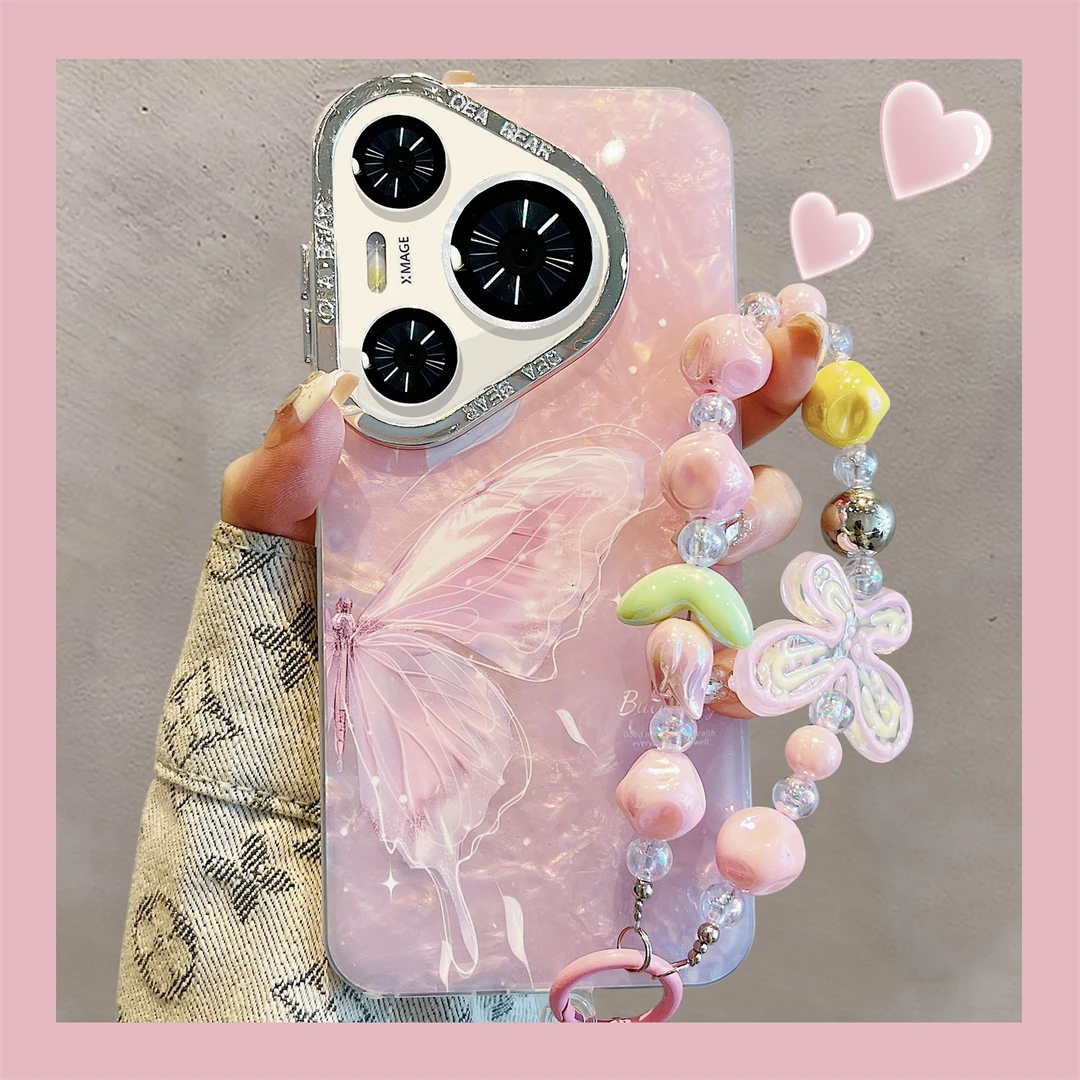 适用华为Pura70手机壳Pura70pro紫色蝴蝶mate60pro贝壳纹mate50pr