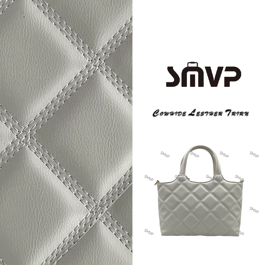 SMVP真皮女包 手提菱格菜篮子包 0170 白色