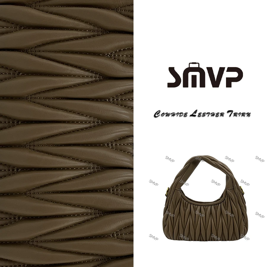 SMVP真皮女包 褶皱月牙包 10669 棕色