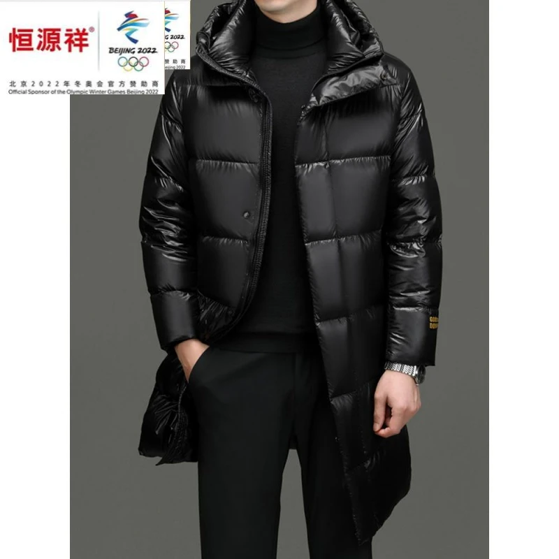 恒源祥集团彩羊大鹅加厚羽绒服中长款冬季男外套连帽爆款时尚保暖