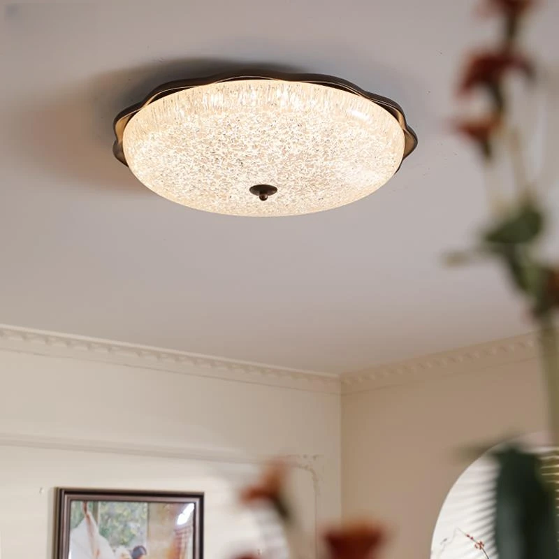 全光谱护眼美式复古卧室吸顶灯金箔设计师款南洋风客厅书房灯具