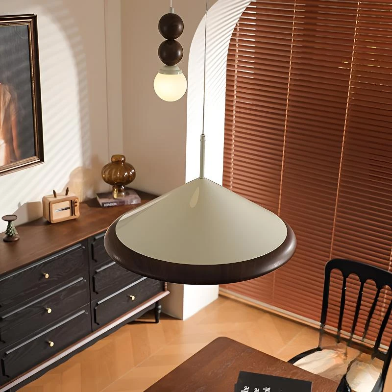 护眼餐厅吊灯美式奶油风胡桃木纹吧台餐桌灯设计师全光谱卧室灯具