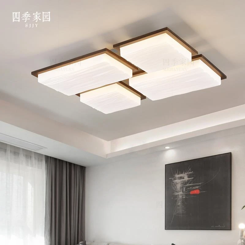 黑胡桃复古吸顶灯大厅主灯现代简约大气客厅灯LED中式2025年新款