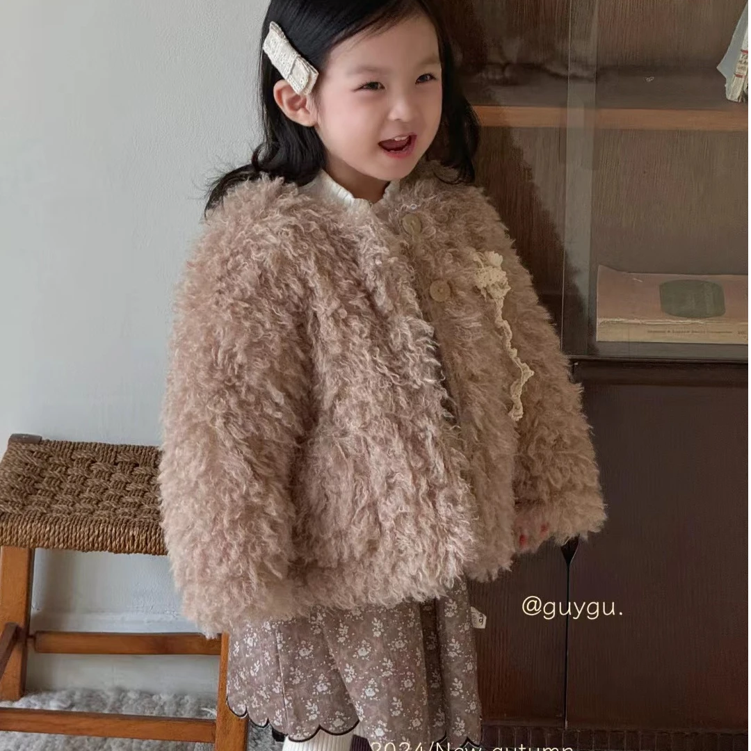 古吖古24冬女童毛毛棉服外套5383