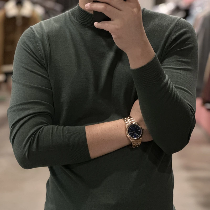 LA CALIFFA13900元版"总裁Premium wool"精纺羊毛 长袖打底针织衫