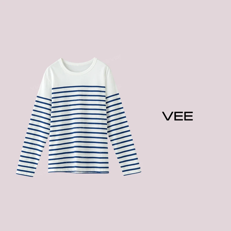 【ruby妈妈专属】VEE【海鸥信条】圆领休闲撞色百搭长袖海魂条纹T恤
