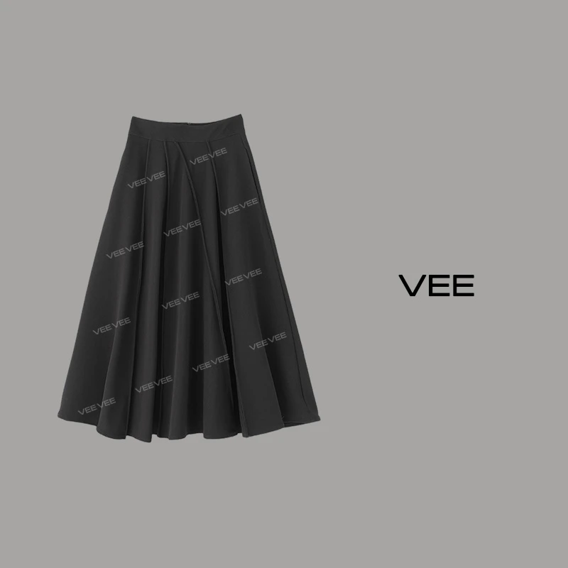 VEE【罗马假期】新款长半裙小黑裙高腰气质