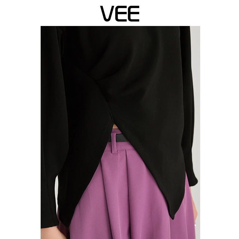 VEE【显瘦腰精】【专属】春季不规则小众时尚休闲设计感长袖圆领套头